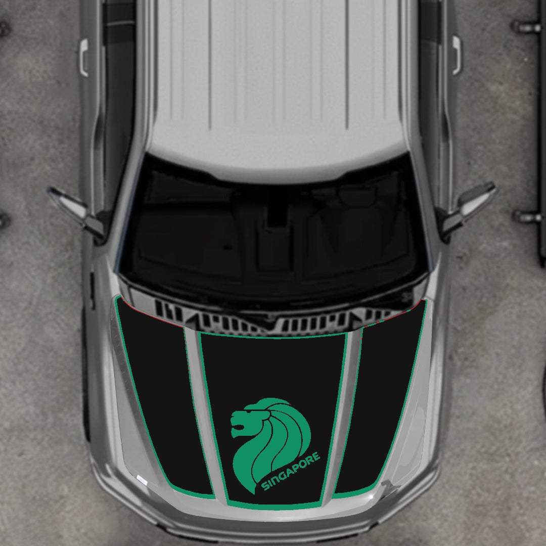 Hood Panel Decal/Sticker - Singapore - Border Graphic Kit - For Ford F-150 2020-2026 - Premium Vinyl