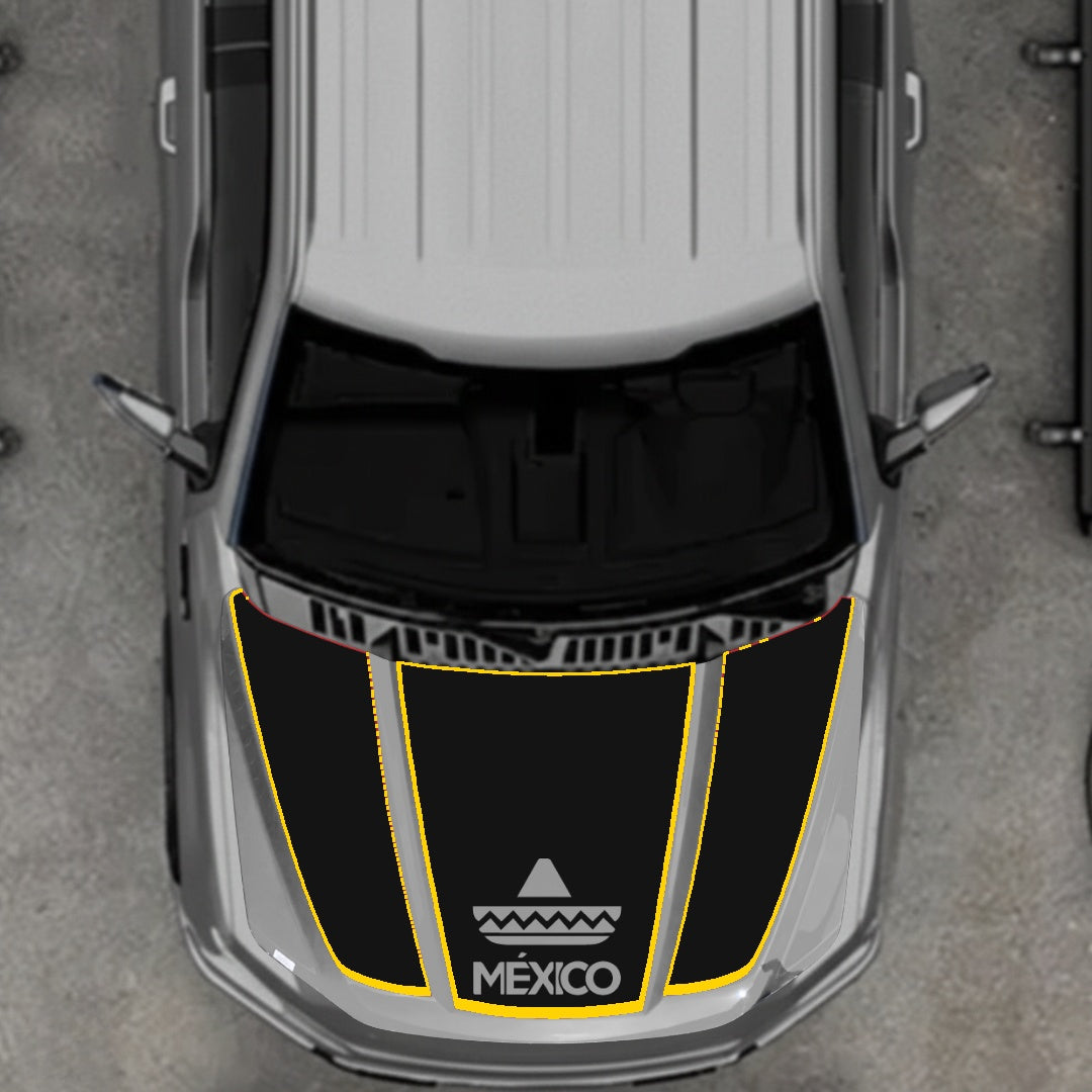 Hood Panel Decal/Sticker - Mexico - Cut - border Graphic Kit - For Ford F-150 2020-2026 - Premium Vinyl