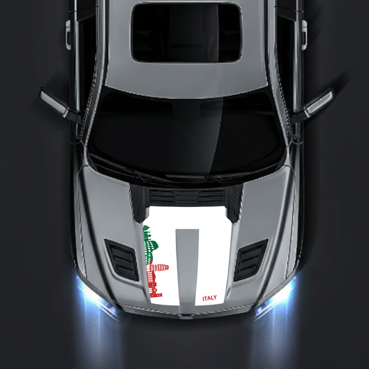 Performance Hood Panel Decal/Sticker - Italy Skyline - Cut - Border Graphic Kit - For Dodge RAM 1500 2019-2025 - Premium Vinyl