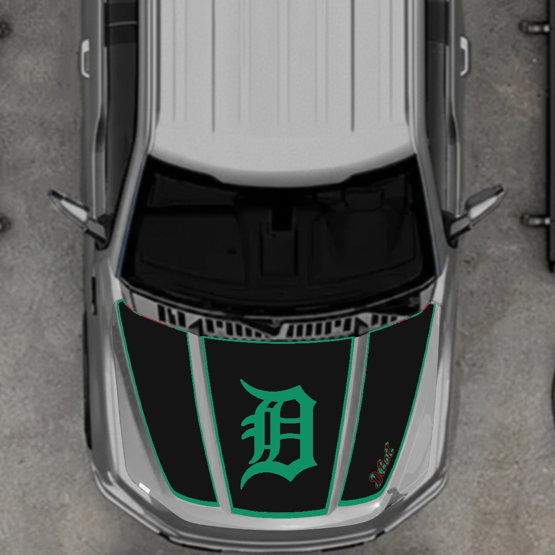 Hood Panel Decal/Sticker - Detroit Intial - Border Graphic Kit - For Ford F-150 2020-2026 - Premium Vinyl