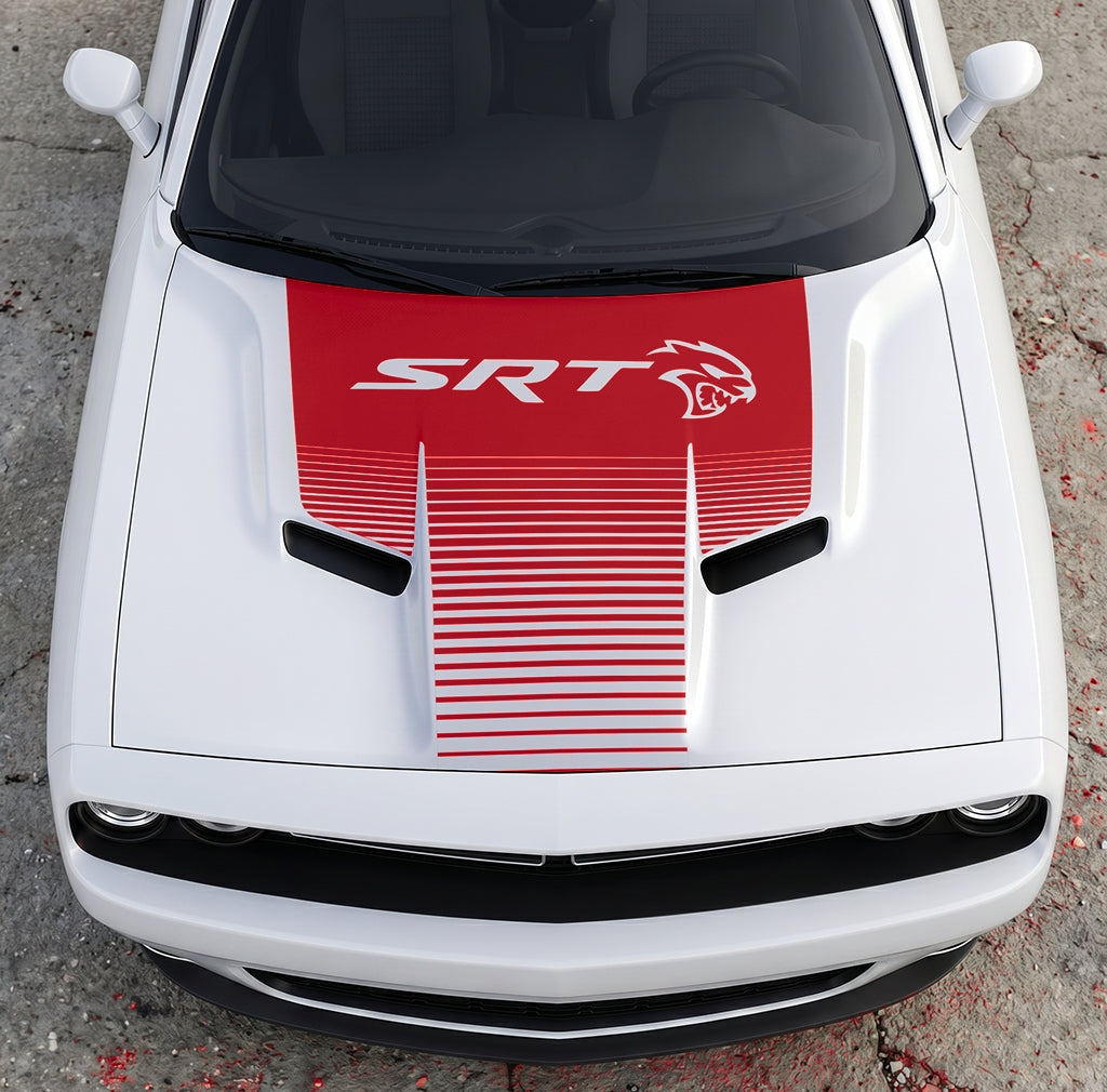 Hood Panel Decal/Sticker - Dodge Challenger SRT Hellcat Edition - Speed Fade Gradient Graphic Kit - For Dodge Challenger 2015-2024 - Premium Vinyl