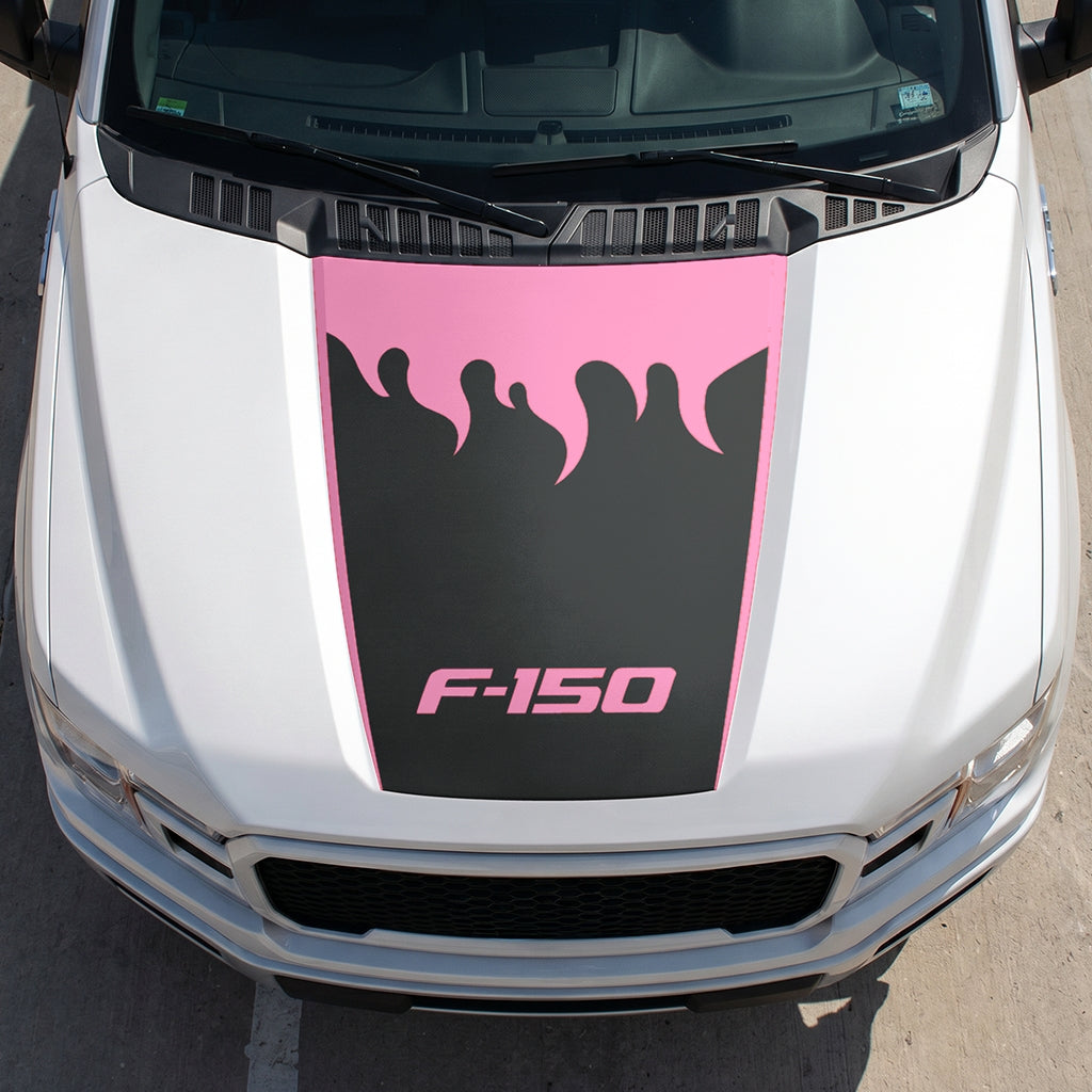 Hood Panel Decal/Sticker - Burning Flames Graphic Decal Graphic Kit - For Ford F-150 2015-2020 - Premium Vinyl