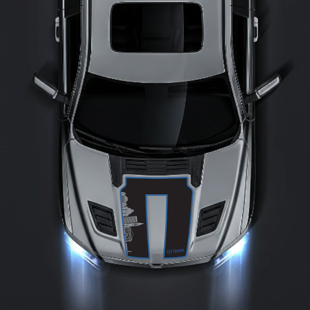 Hood Panel Decal/Sticker - Ottawa Skyline - Cut - Border Graphic Kit - For Dodge RAM 1500 2019-2025 - Premium Vinyl