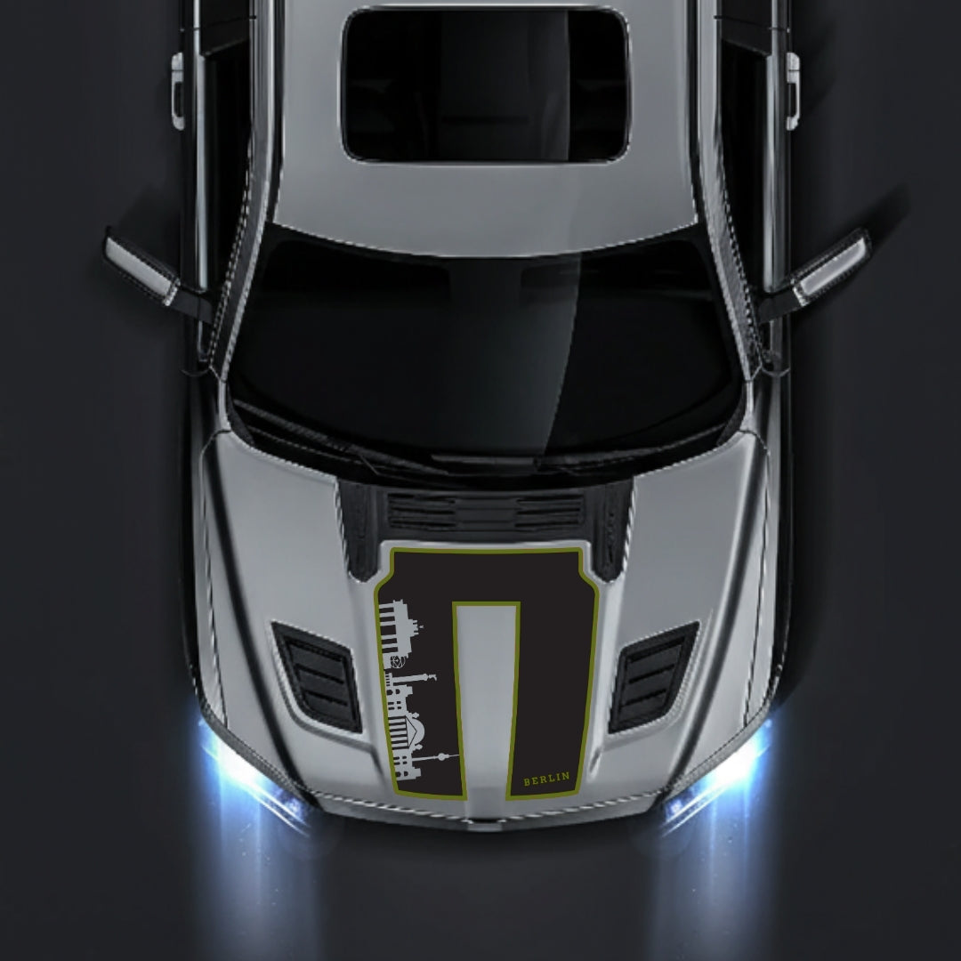 Performance Hood Panel Decal/Sticker - Berlin Skyline - Cut - Border Graphic Kit - For Dodge RAM 1500 2019-2025 - Premium Vinyl
