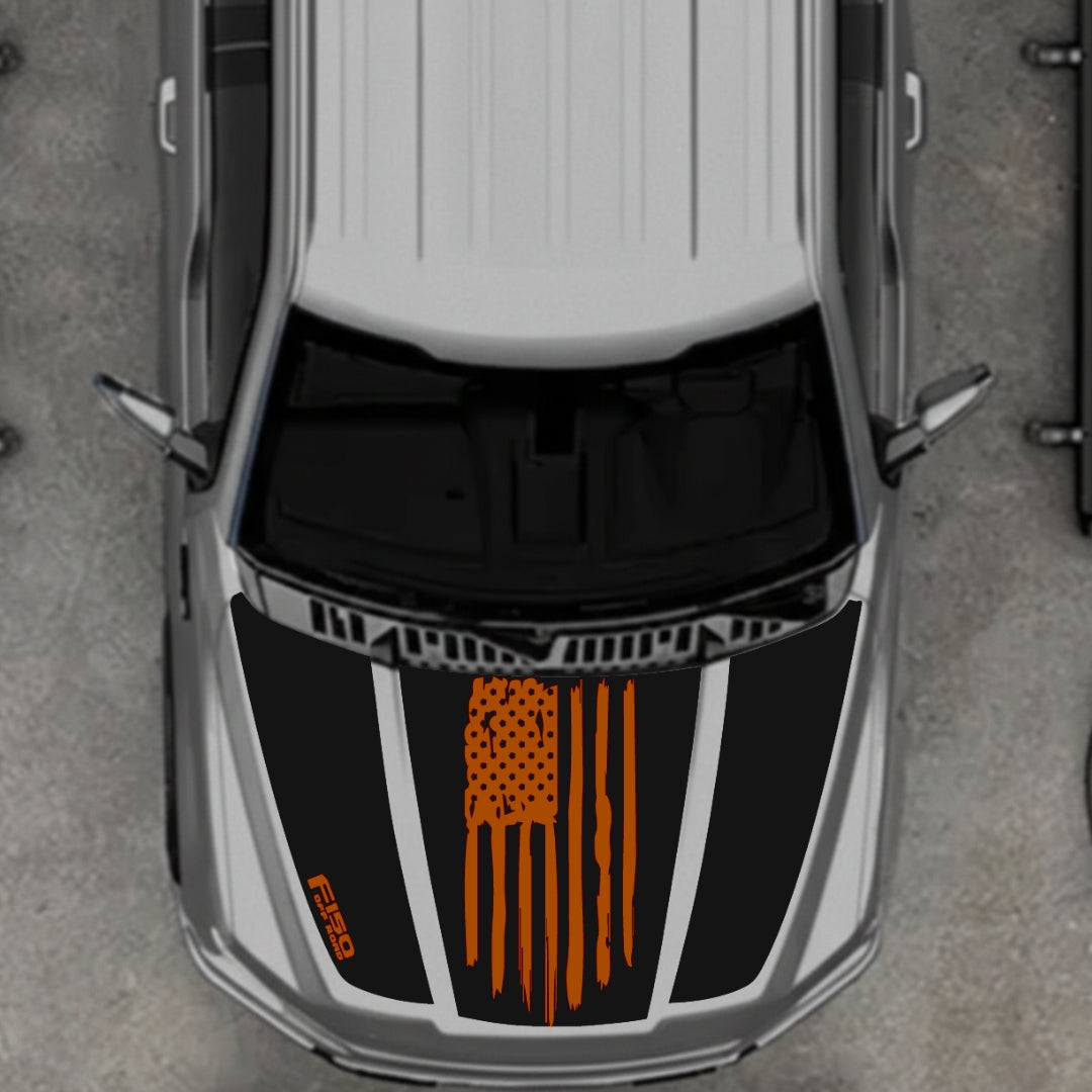 Hood Panel Decal/Sticker - USA Style 13 Graphic Kit - For Ford F-150 2020-2026 - Premium Vinyl