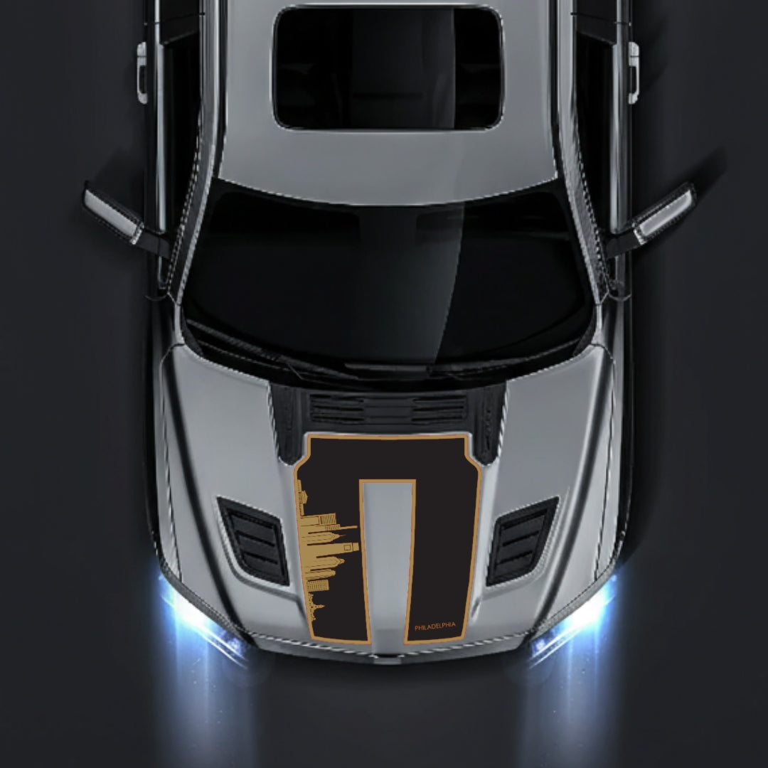 Hood Panel Decal/Sticker - Philadelphia Skyline - Border Graphic Kit - For Dodge RAM 1500 2019-2025 - Premium Vinyl
