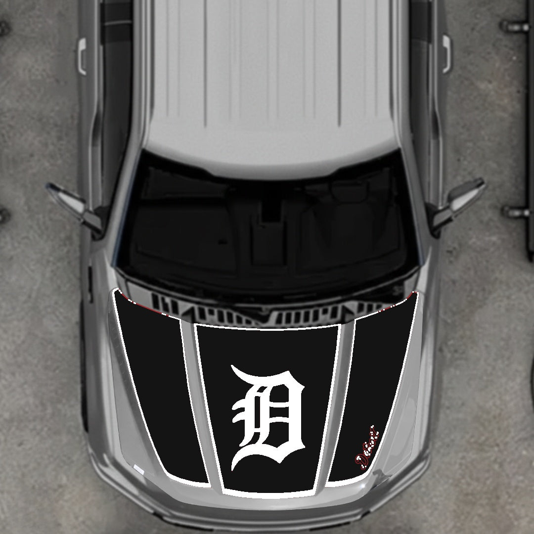 Hood Panel Decal/Sticker - Detroit Intial - Border Graphic Kit - For Ford F-150 2020-2026 - Premium Vinyl