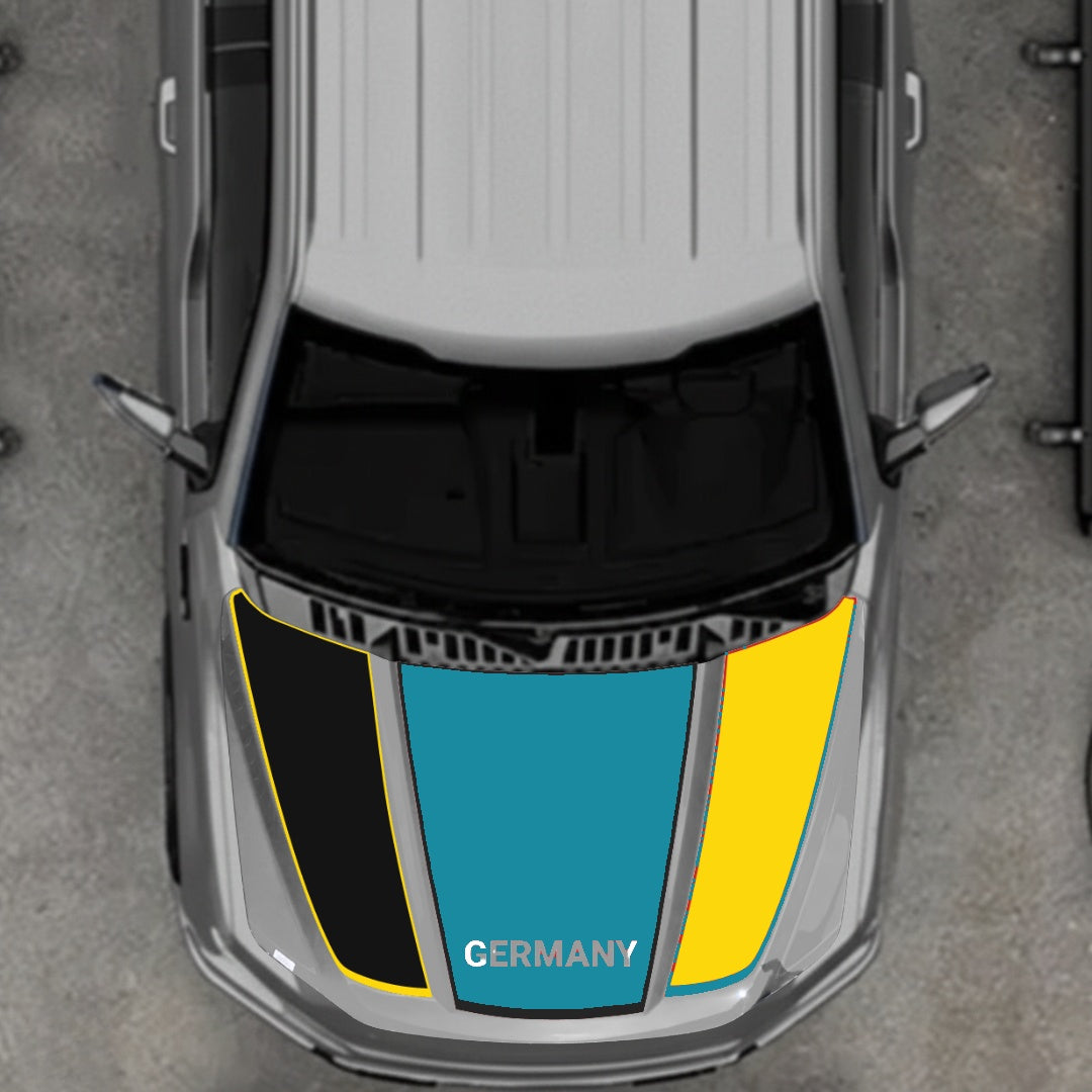 Hood Panel Decal/Sticker - Germany Flag Parts - Border Graphic Kit - For Ford F-150 2020-2026 - Premium Vinyl