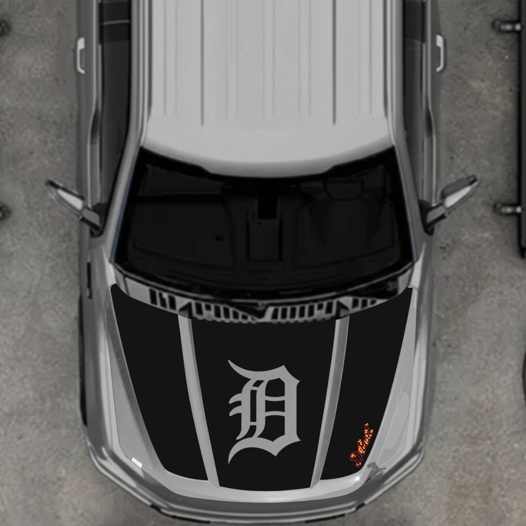 Hood Panel Decal/Sticker - Detroit Intial - Cut Graphic Kit - For Ford F-150 2020-2026 - Premium Vinyl