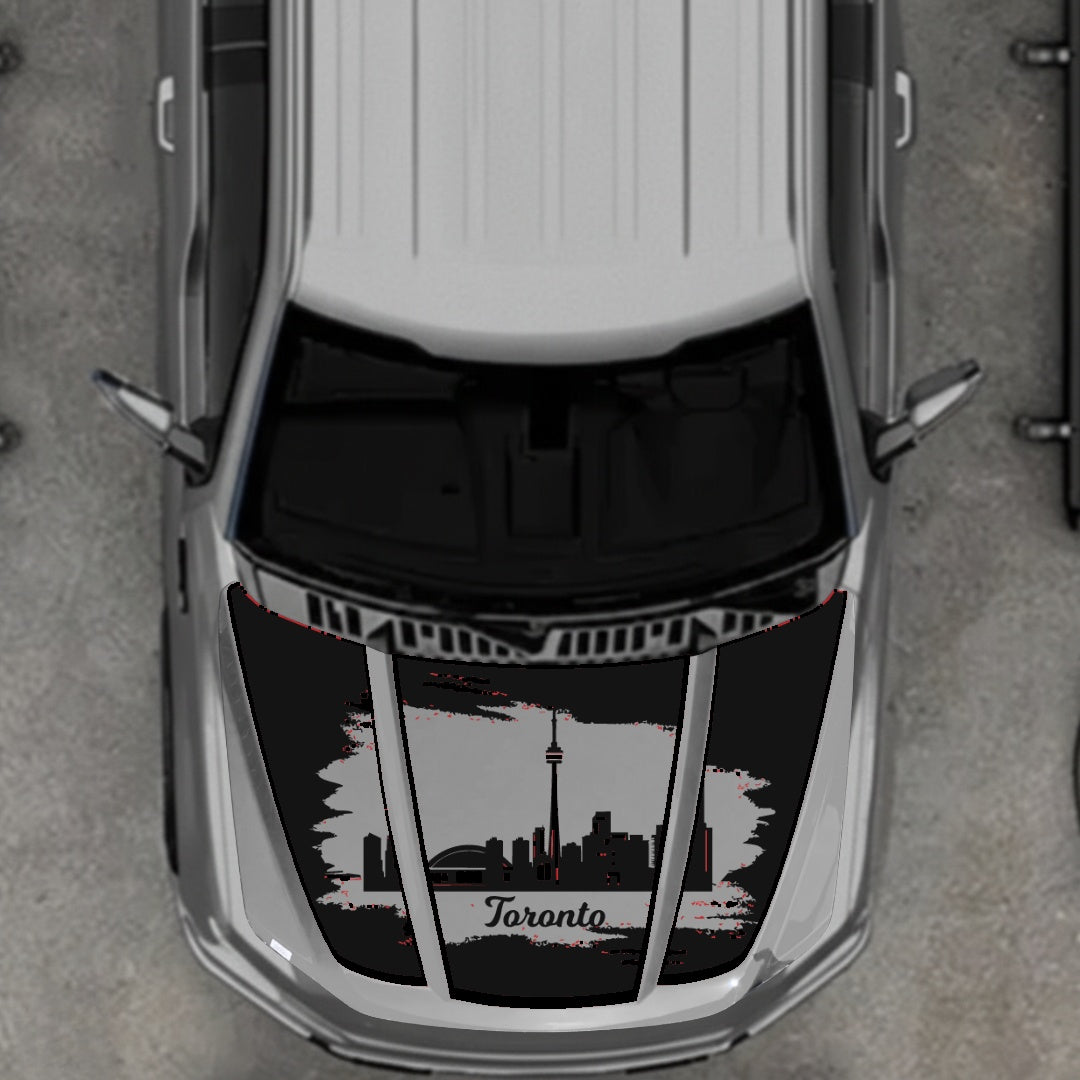 Hood Panel Decal/Sticker - Toronto - Cut - Border Graphic Kit - For Ford F-150 2020-2026 - Premium Vinyl