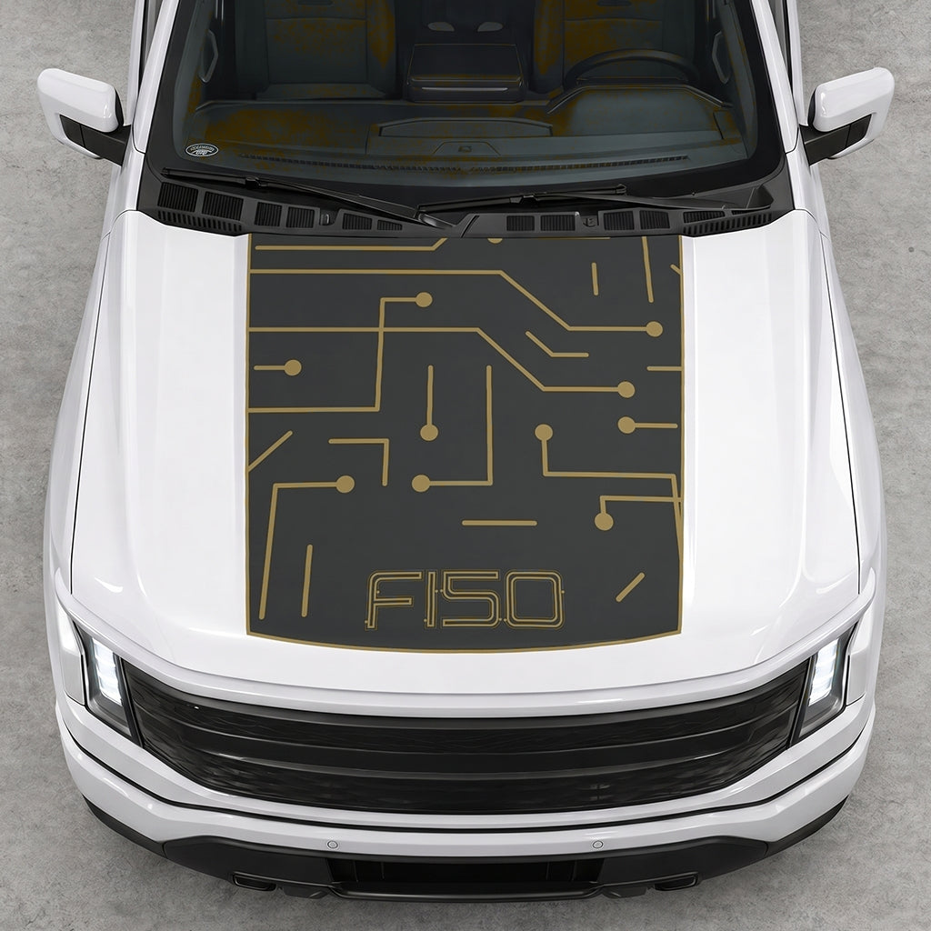 Hood Panel Decal/Sticker - Electric Circuit Graphic Decal Graphic Kit - For FORD F-150 2015-2020 - Premium Vinyl