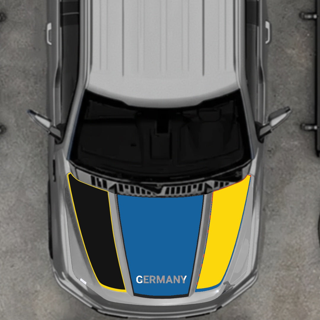 Hood Panel Decal/Sticker - Germany Flag Parts - Border Graphic Kit - For Ford F-150 2020-2026 - Premium Vinyl