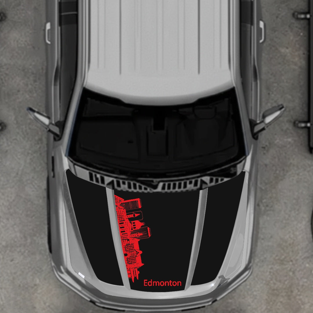 Hood Panel Decal/Sticker - Edmonton Skyline Graphic Kit - For Ford F-150 2020-2026 - Premium Vinyl