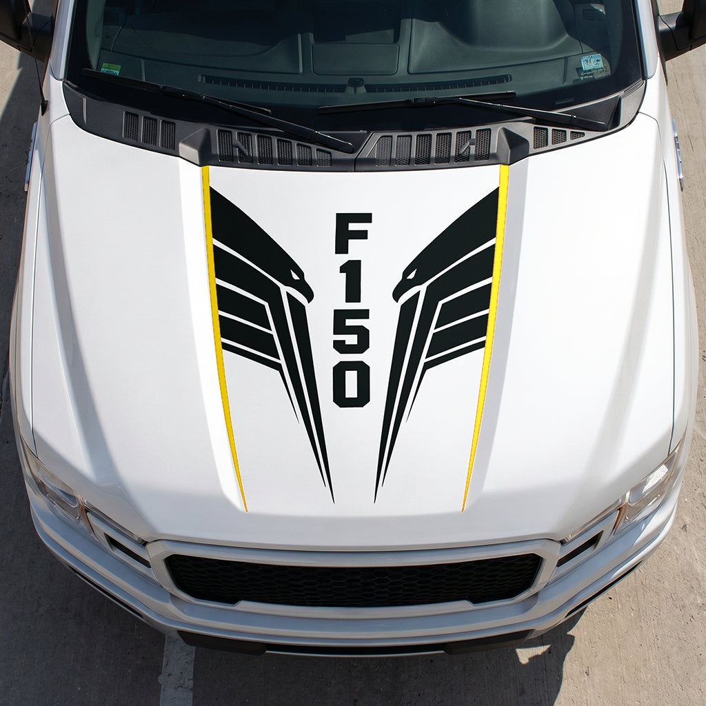 Hood Panel Decal/Sticker - Twin Eagle Wings Graphic Decal Graphic Kit - For Ford F-150 2015-2020 - Premium Vinyl