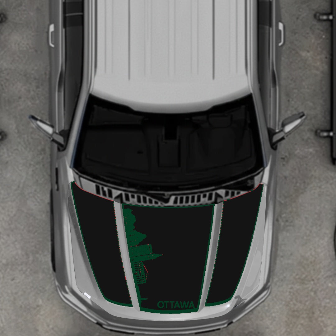 Hood Panel Decal/Sticker - Ottawa Skyline - Border Graphic Kit - For Ford F-150 2020-2026 - Premium Vinyl