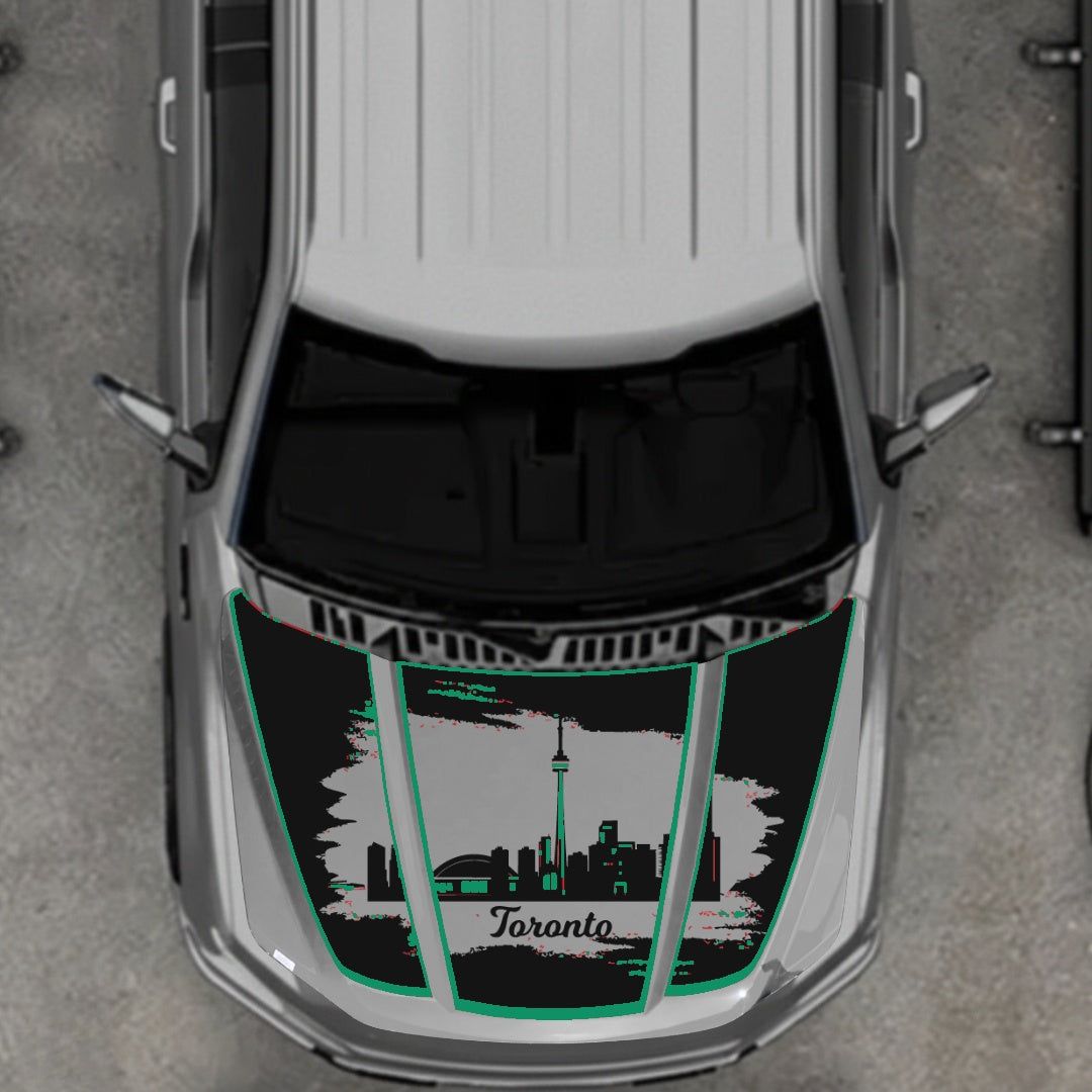 Hood Panel Decal/Sticker - Toronto - Cut - Border Graphic Kit - For Ford F-150 2020-2026 - Premium Vinyl