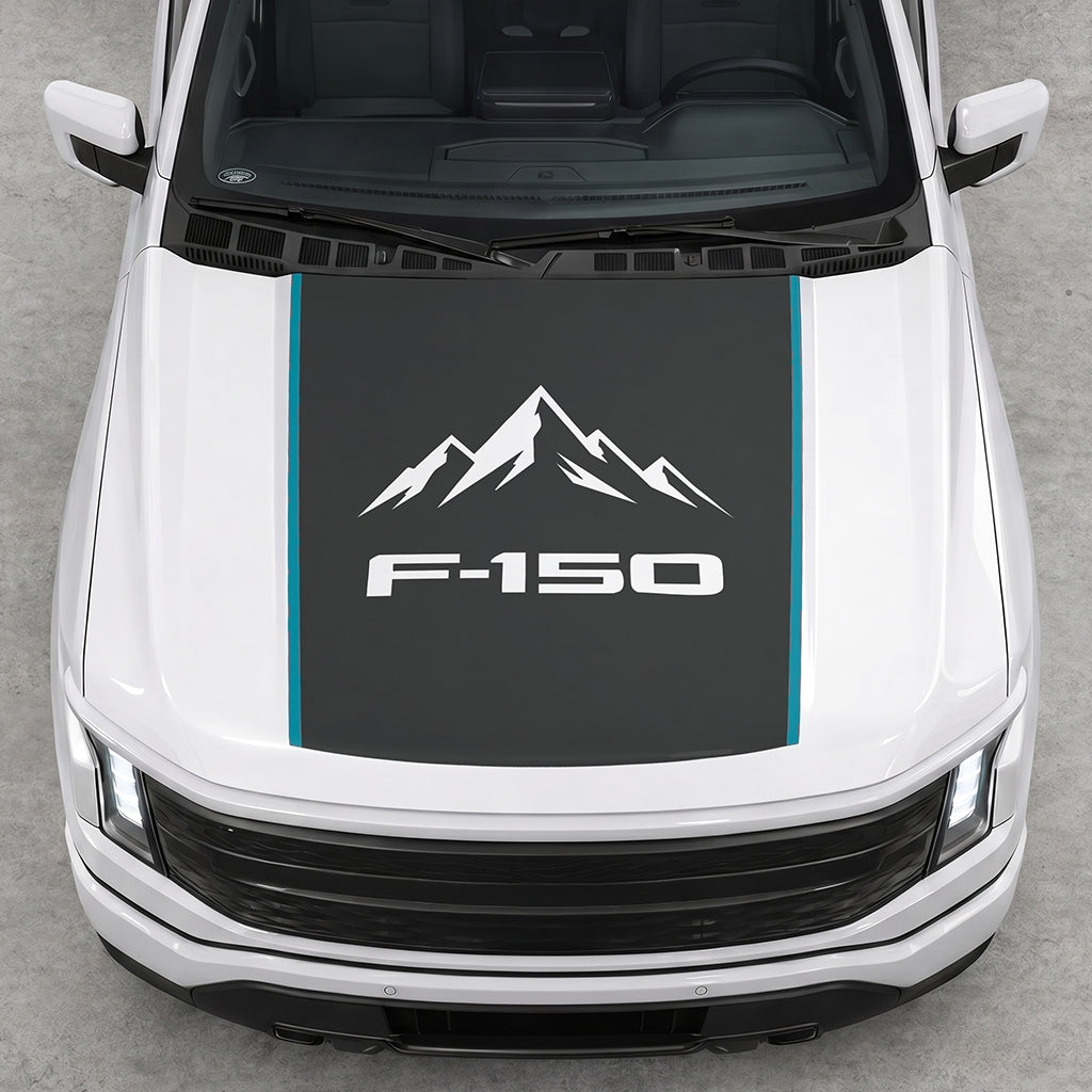 Hood Panel Decal/Sticker - Mountain Graphic Decal Graphic Kit - For Ford F-150 2015-2020 - Premium Vinyl