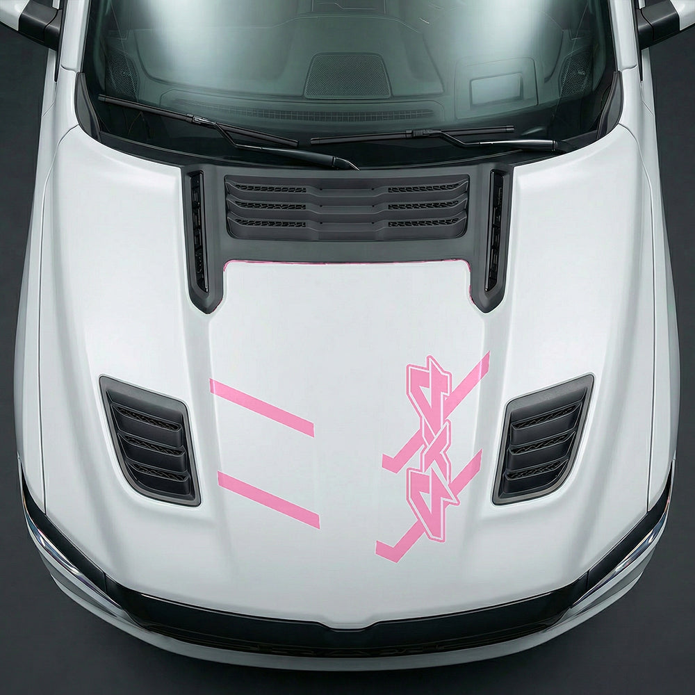 Hood Panel Decal/Sticker - Bold 4x4 Geometric Chevron - Cut Graphic Kit - For Dodge Ram 2019-2025 - Premium Vinyl