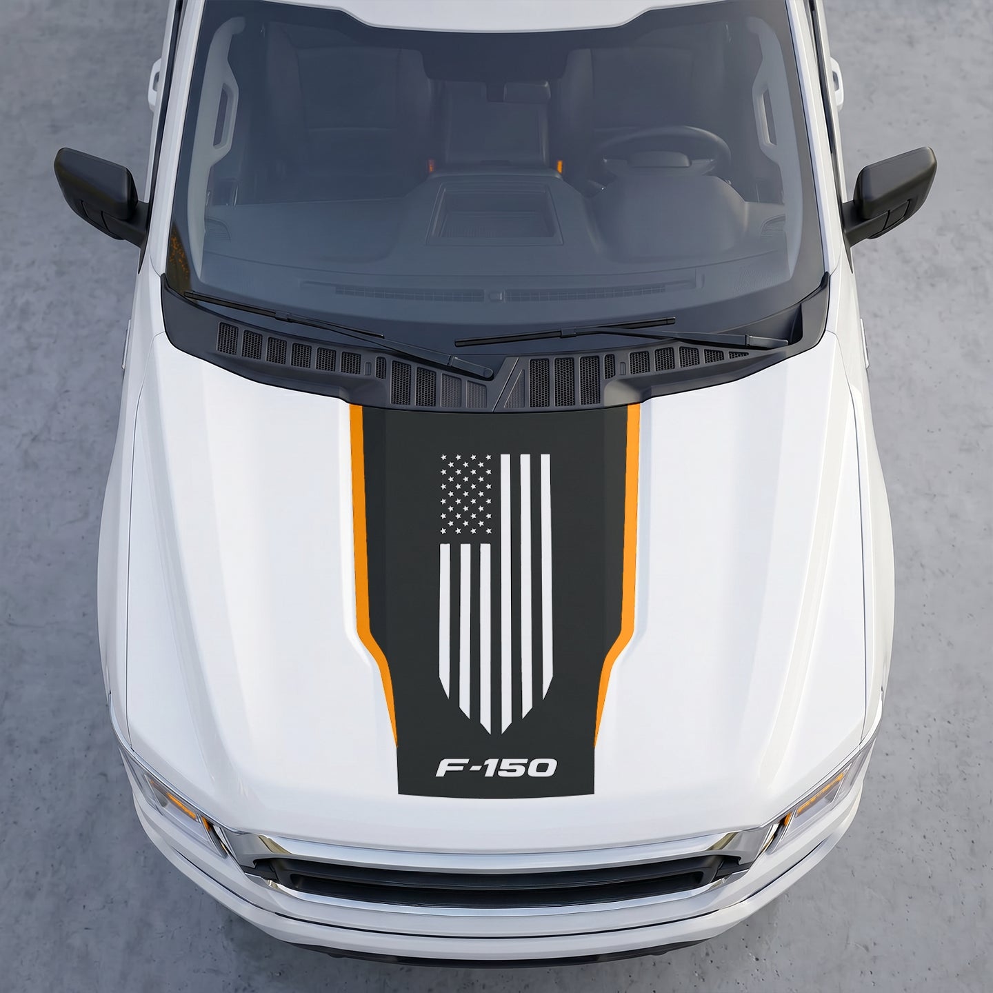 Hood Panel Decal/Sticker - Patriotic American Flag Hood Decal – USA Stars & Stripes Shield Vinyl Wrap Sticker Graphic Kit - For Ford F-150 F150 2015-2020 - Premium Vinyl