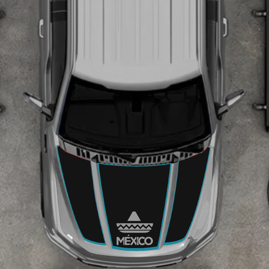 Hood Panel Decal/Sticker - Mexico - Cut - border Graphic Kit - For Ford F-150 2020-2026 - Premium Vinyl