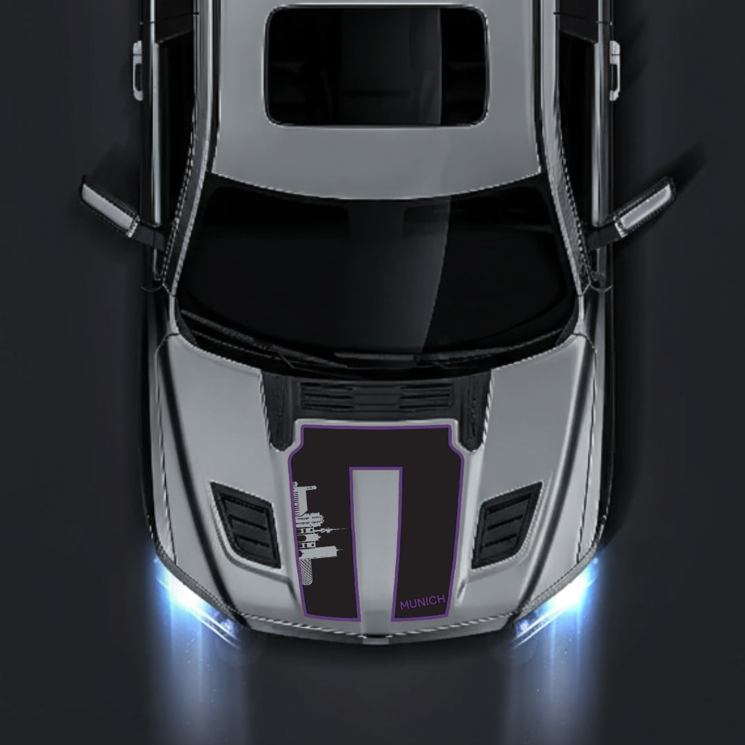 Hood Panel Decal/Sticker - Munich Skyline - Cut - Border Graphic Kit - For Dodge RAM 1500 2019-2025 - Premium Vinyl