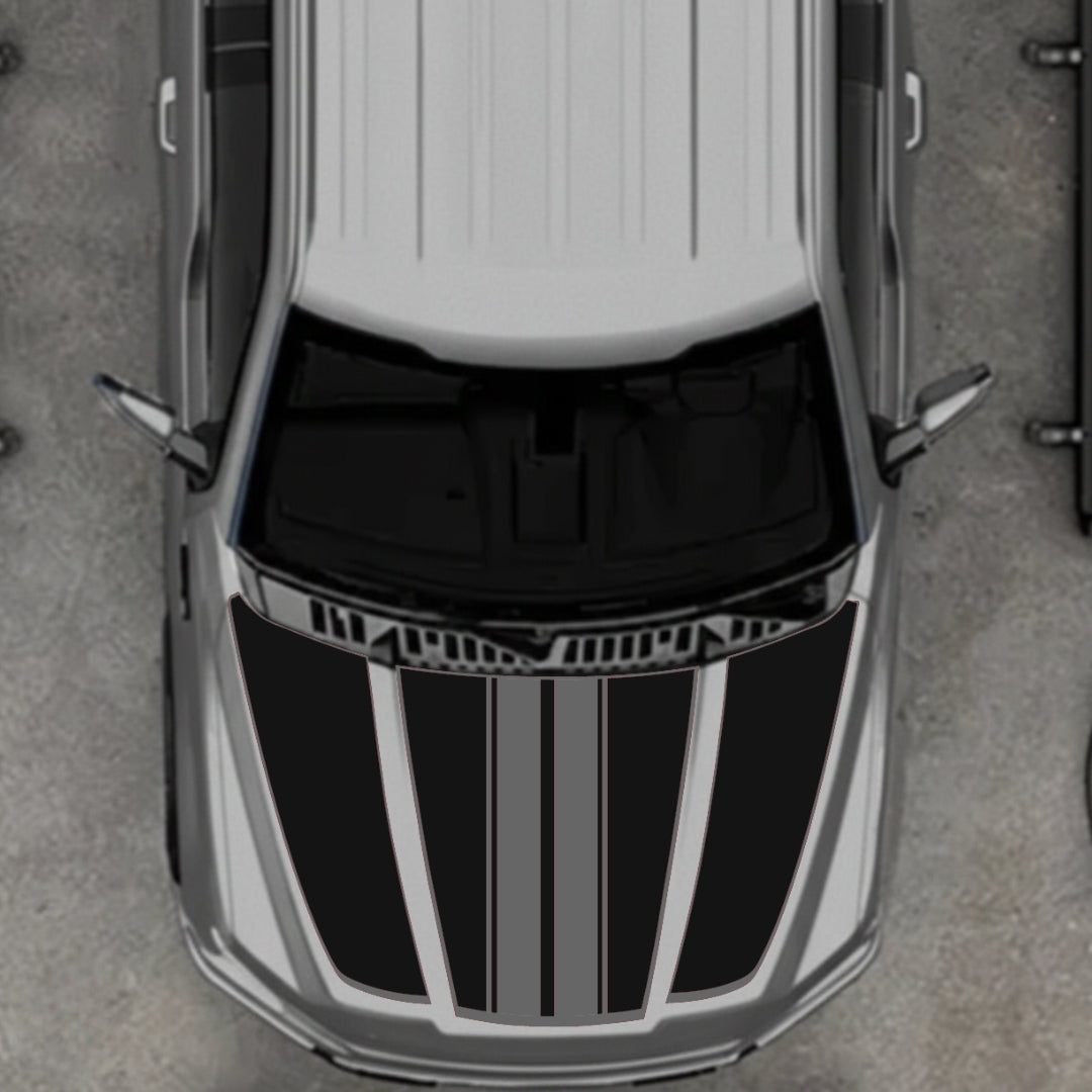 Hood Panel Decal/Sticker - Bars Style - Border Graphic Kit - For Ford F-150 2020-2026 - Premium Vinyl