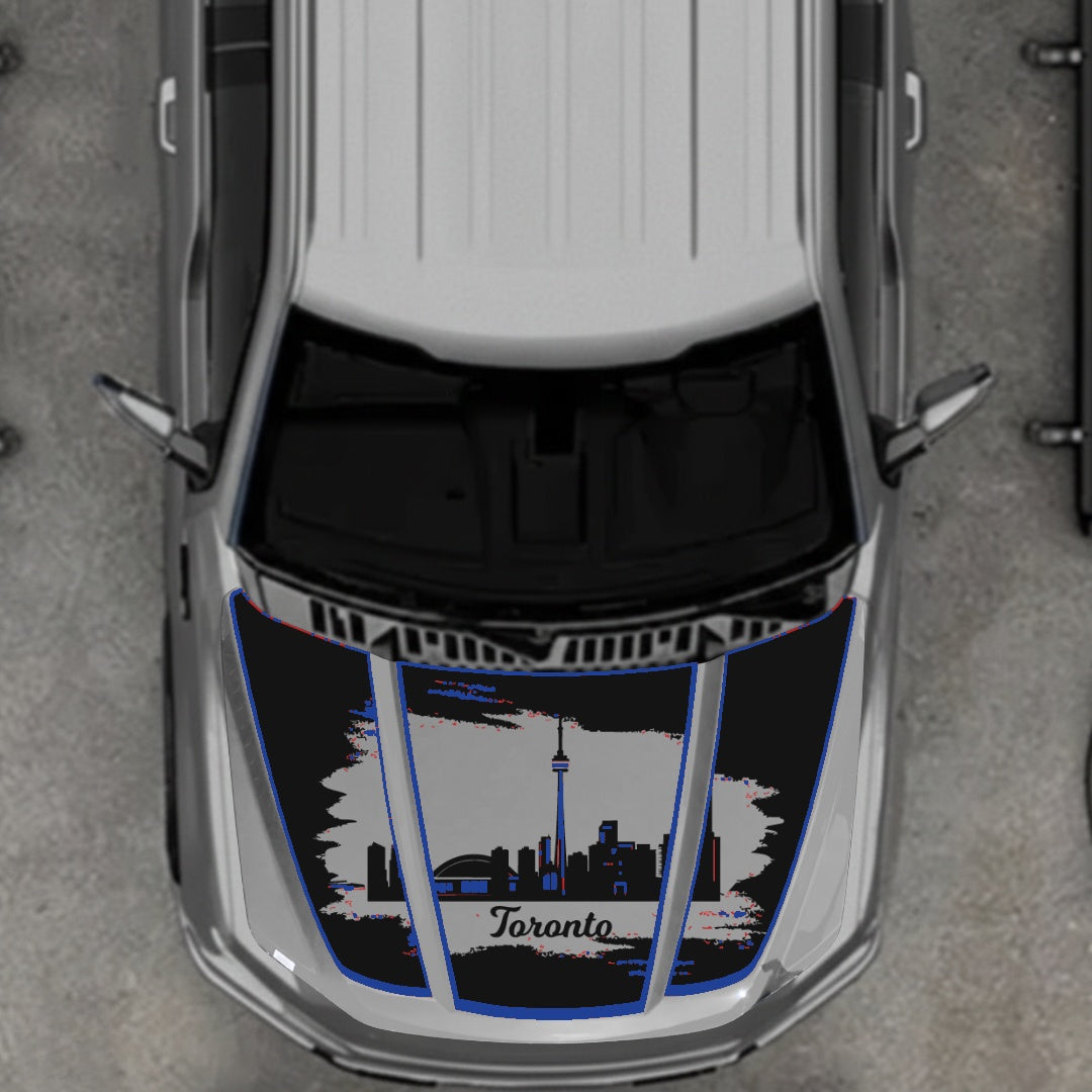 Hood Panel Decal/Sticker - Toronto - Cut - Border Graphic Kit - For Ford F-150 2020-2026 - Premium Vinyl