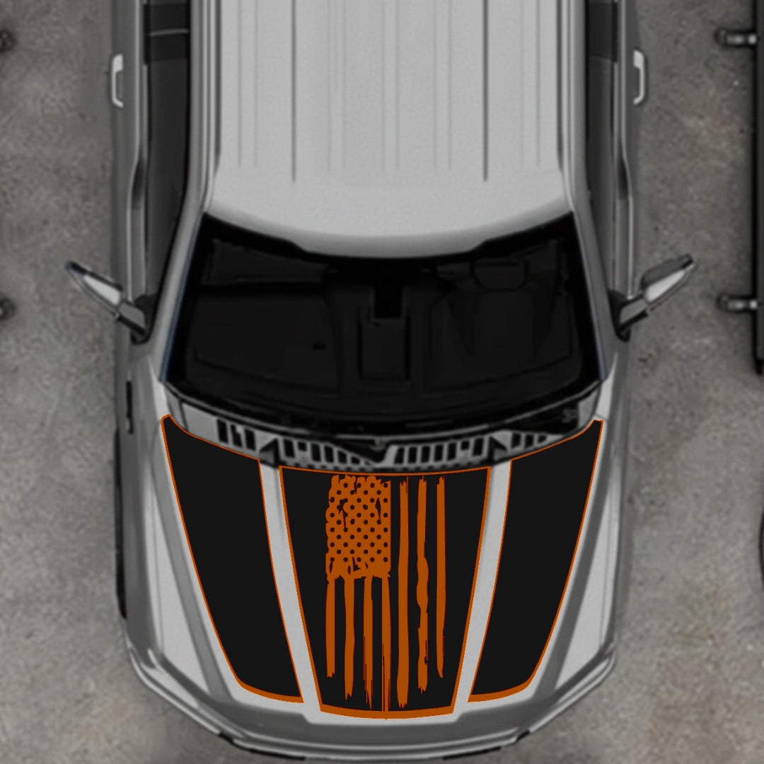 Hood Panel Decal/Sticker - USA Style 1 - Border Graphic Kit - For Ford F-150 2020-2026 - Premium Vinyl