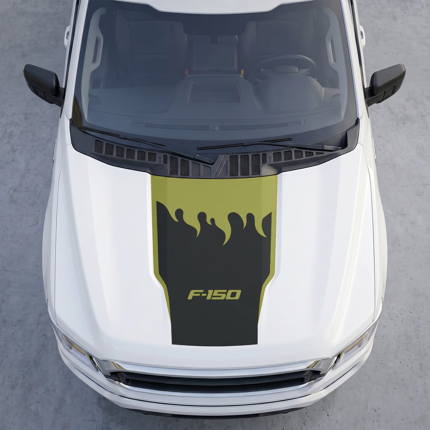 Hood Panel Decal/Sticker - Fire Flame Wave Hood Decal Wrap – Bold Liquid Flame Vector Graphic Kit - For Ford F-150 F150 2015-2020 - Premium Vinyl