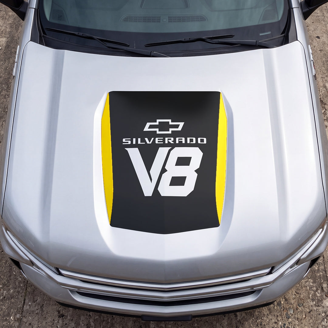 Hood Panel Decal/Sticker - V8 Graphic Decal Graphic Kit - For Chevrolet Silverado 2019-2024 - Premium Vinyl