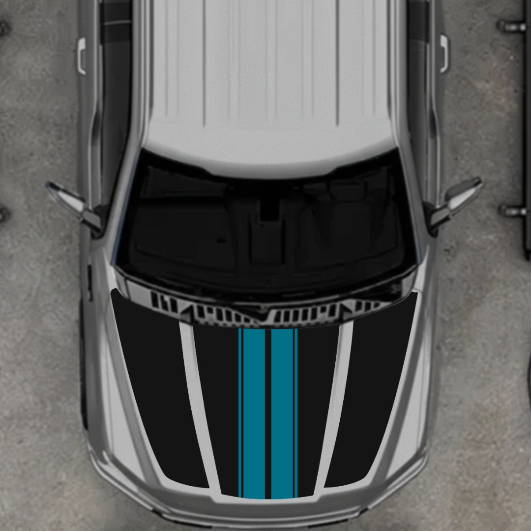 Hood Panel Decal/Sticker - Bars Style Graphic Kit - For Ford F-150 2020-2026 - Premium Vinyl