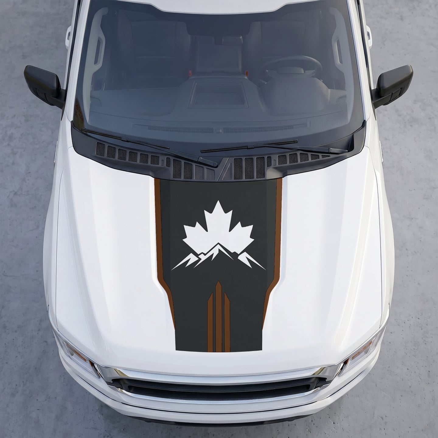 Hood Panel Decal/Sticker - Wilderness Maple Leaf Hood Decal – Evergreen Pine Forest Silhouette Graphic Vinyl Wrap Graphic Kit - For Ford F-150 F150 2015-2020 - Premium Vinyl