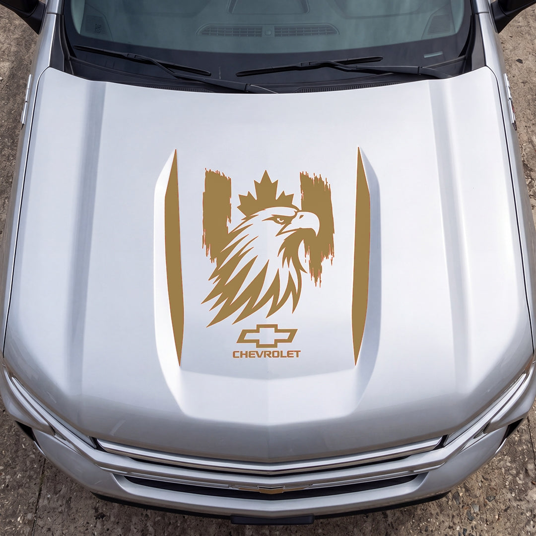 Hood Panel Decal/Sticker - Proud Canadaian Eagle Head Graphic Decal Graphic Kit - For Chevrolet Silverado 2019-2024 - Premium Vinyl