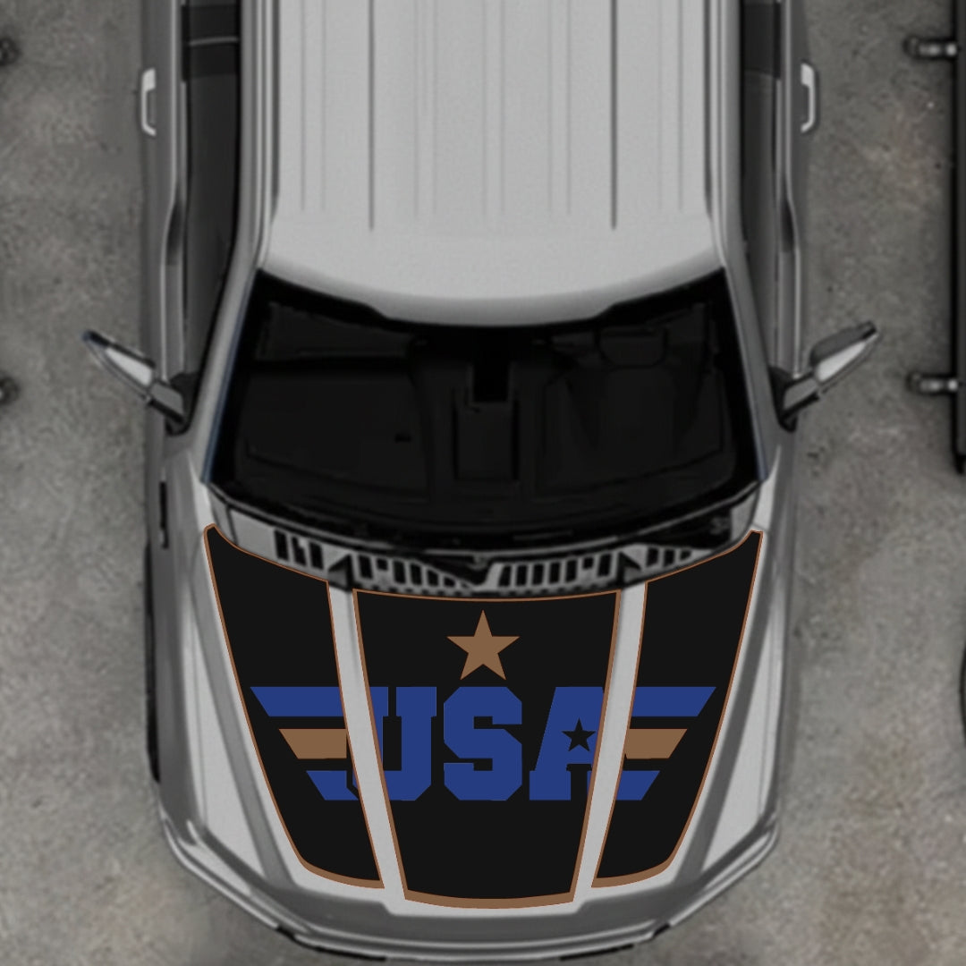 Hood Panel Decal/Sticker - USA Style 5 Graphic Kit - For Ford F-150 2020-2026 - Premium Vinyl