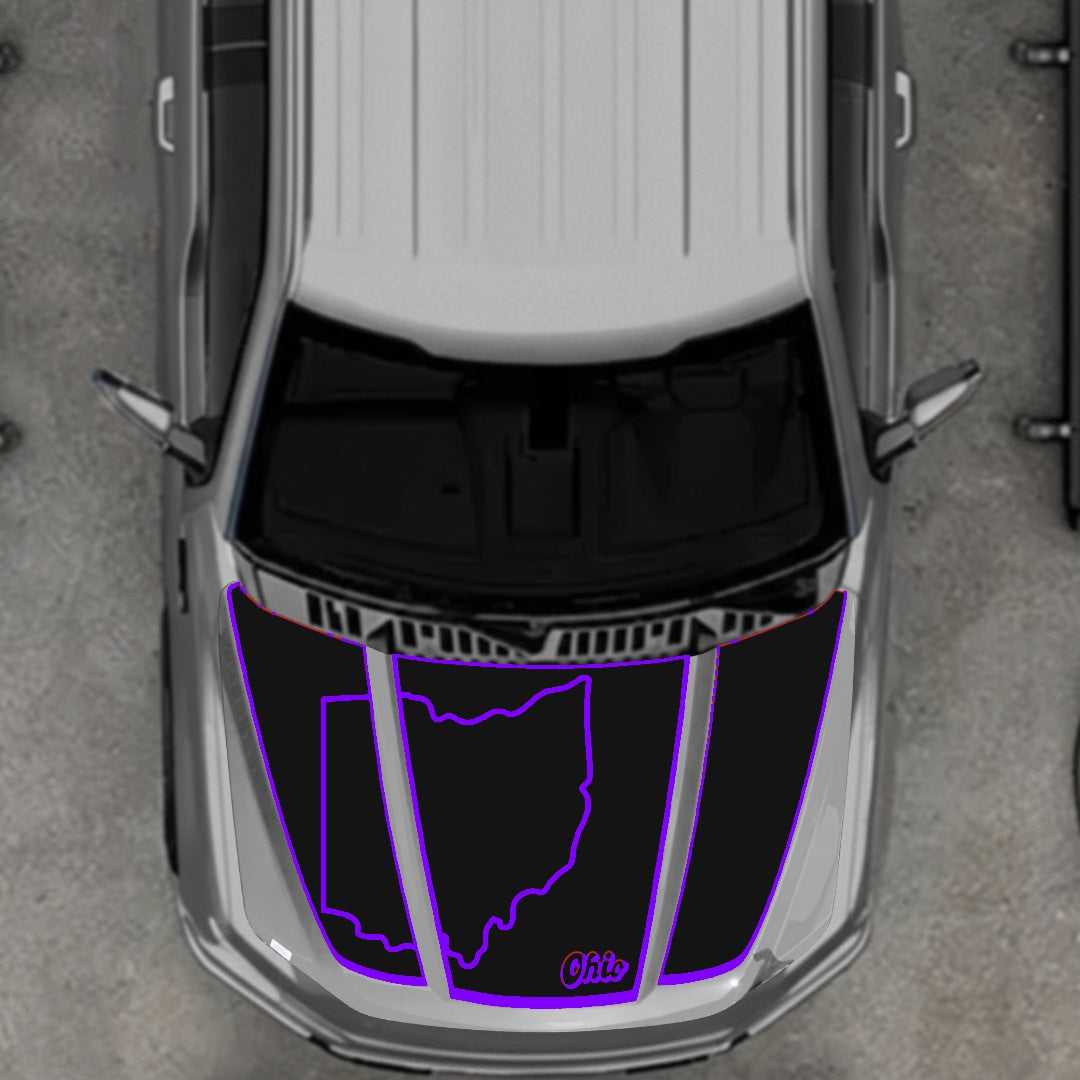 Hood Panel Decal/Sticker - Ohio - Border Graphic Kit - For Ford F-150 2020-2026 - Premium Vinyl