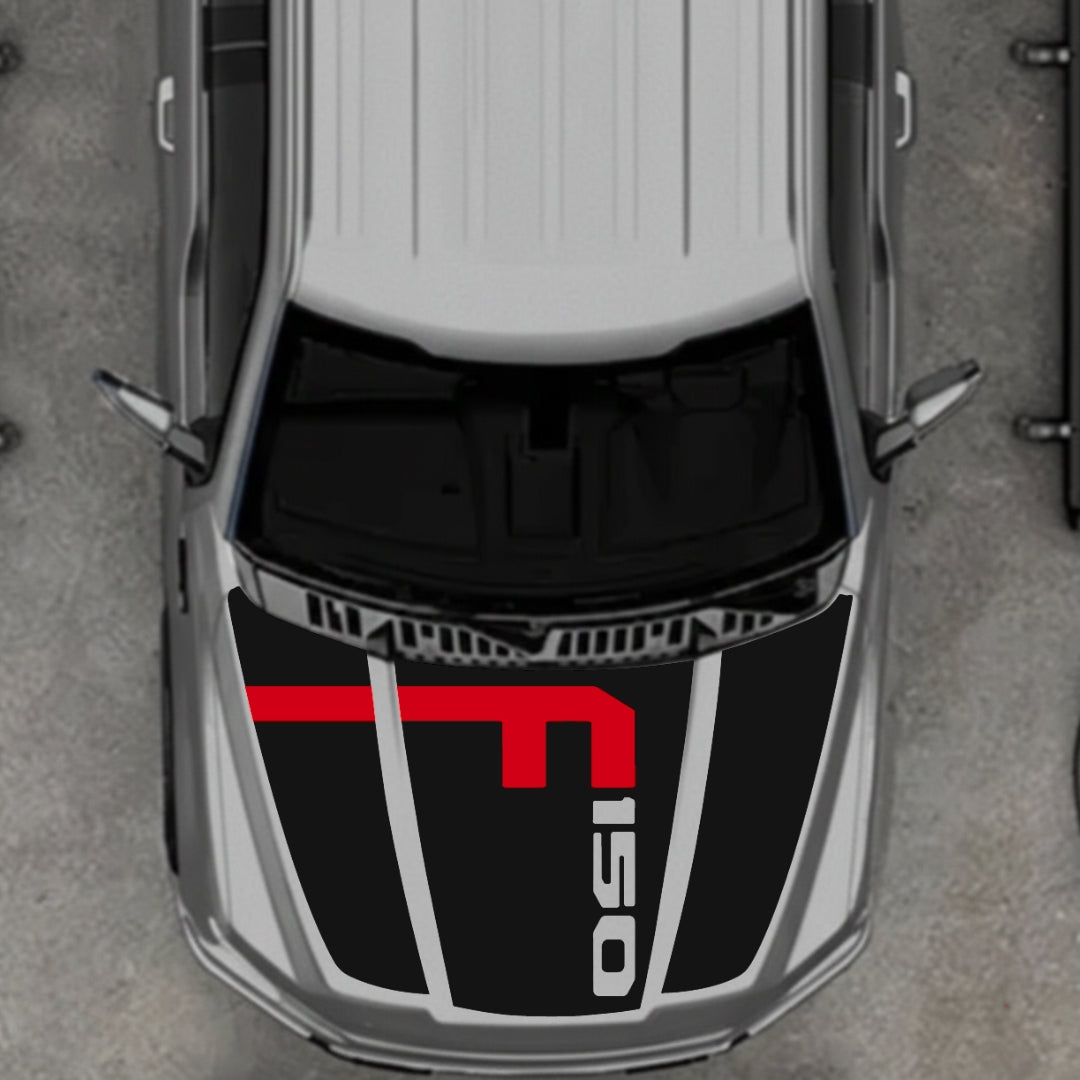 Hood Panel Decal/Sticker - Style 9 - Cut Graphic Kit - For Ford F-150 2020-2026 - Premium Vinyl