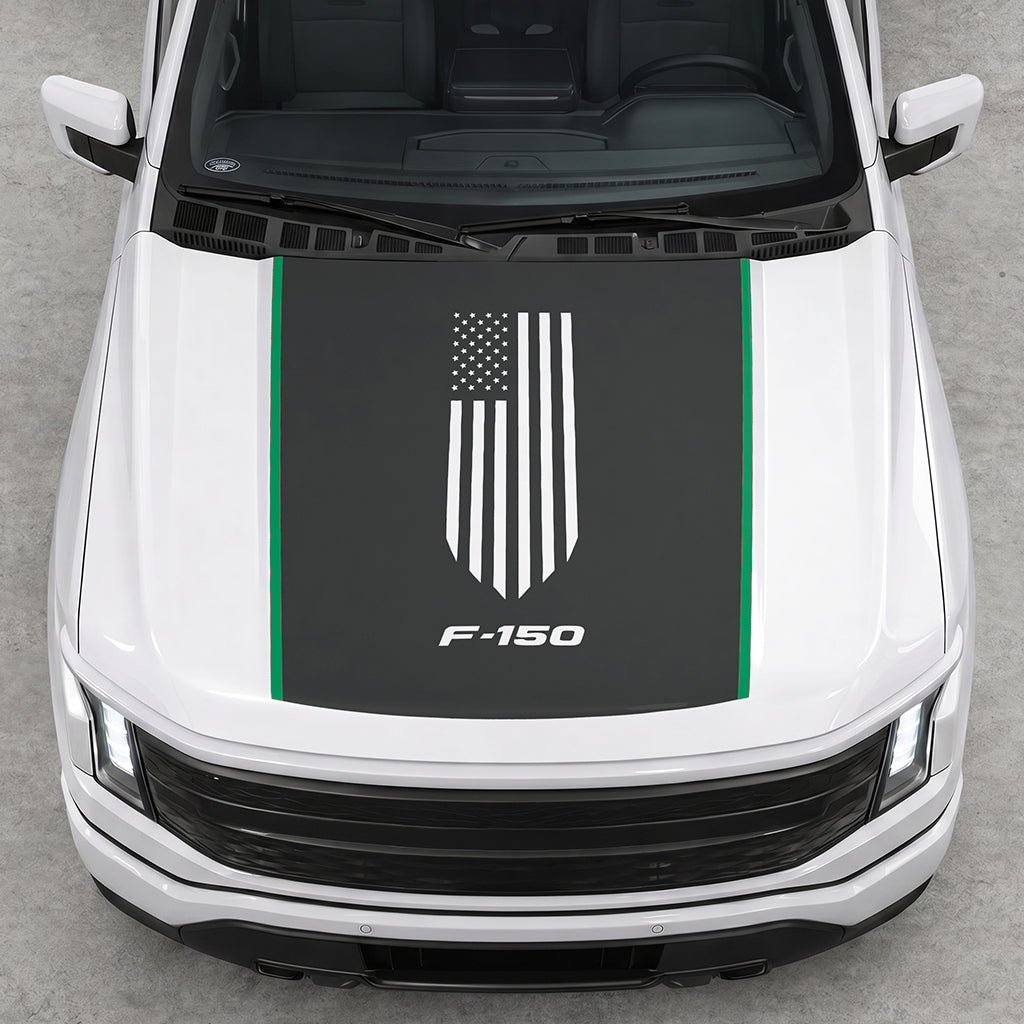 Hood Panel Decal/Sticker - America Flag Graphic Decal Graphic Kit - For Ford F-150 2015-2020 - Premium Vinyl