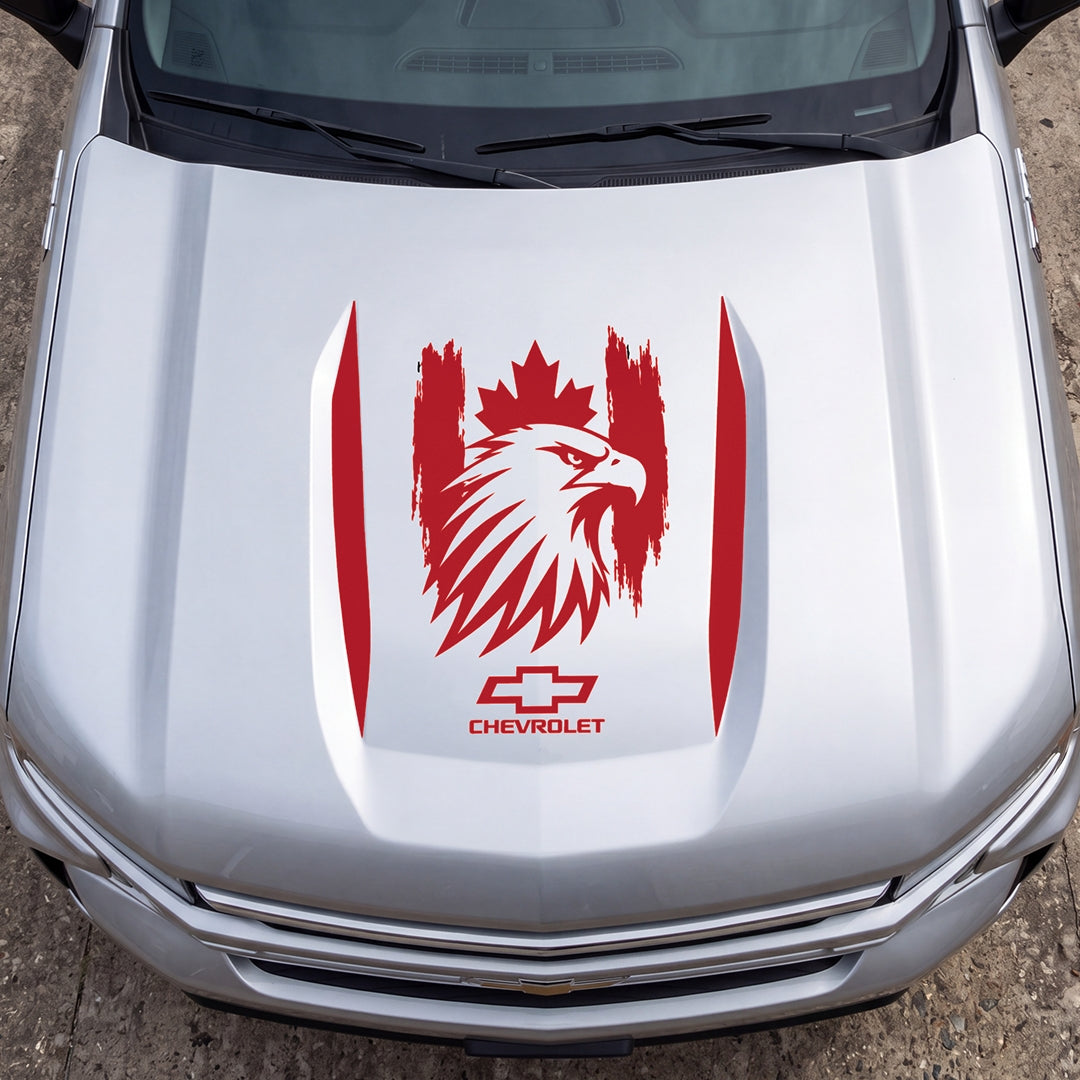 Hood Panel Decal/Sticker - Canadaian Eagle Head Graphic Decal Graphic Kit - For Chevrolet Silverado 2019-2024 - Premium Vinyl