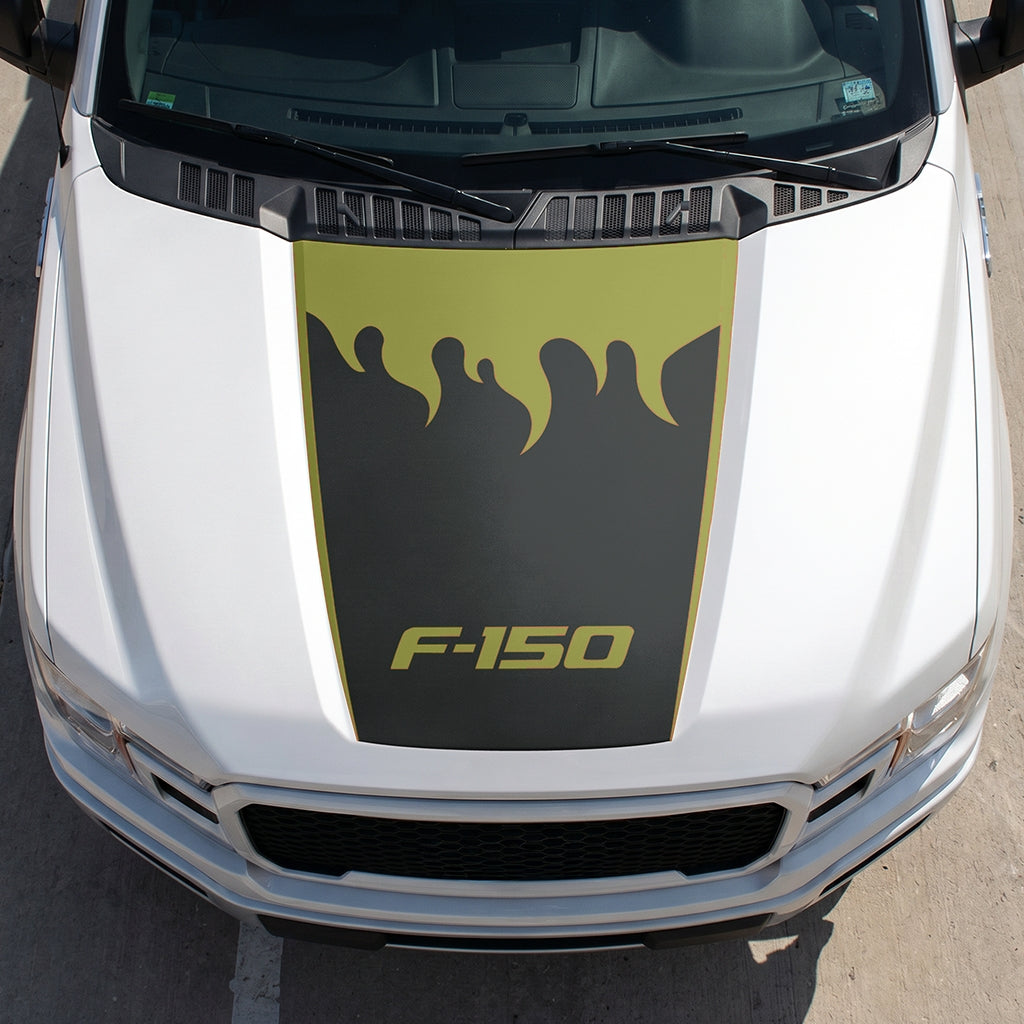 Hood Panel Decal/Sticker - Burning Flames Graphic Decal Graphic Kit - For Ford F-150 2015-2020 - Premium Vinyl