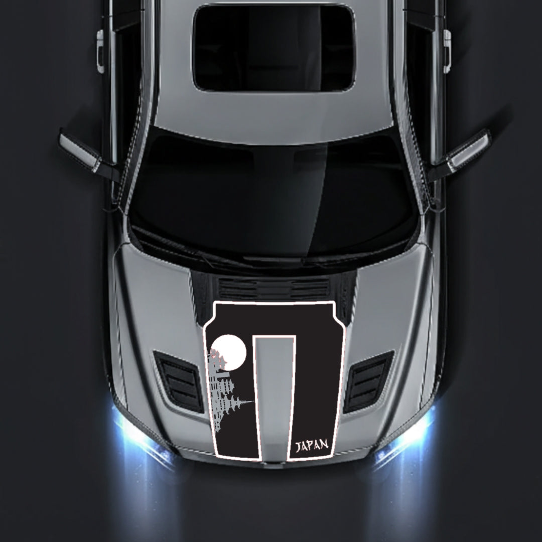 Hood Panel Decal/Sticker - Japan Skyline - Cut - Border Graphic Kit - For Dodge RAM 1500 2019-2025 - Premium Vinyl