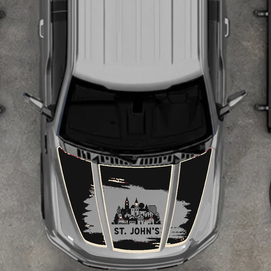 Hood Panel Decal/Sticker - St John's - Cut - Border Graphic Kit - For Ford F-150 2020-2026 - Premium Vinyl