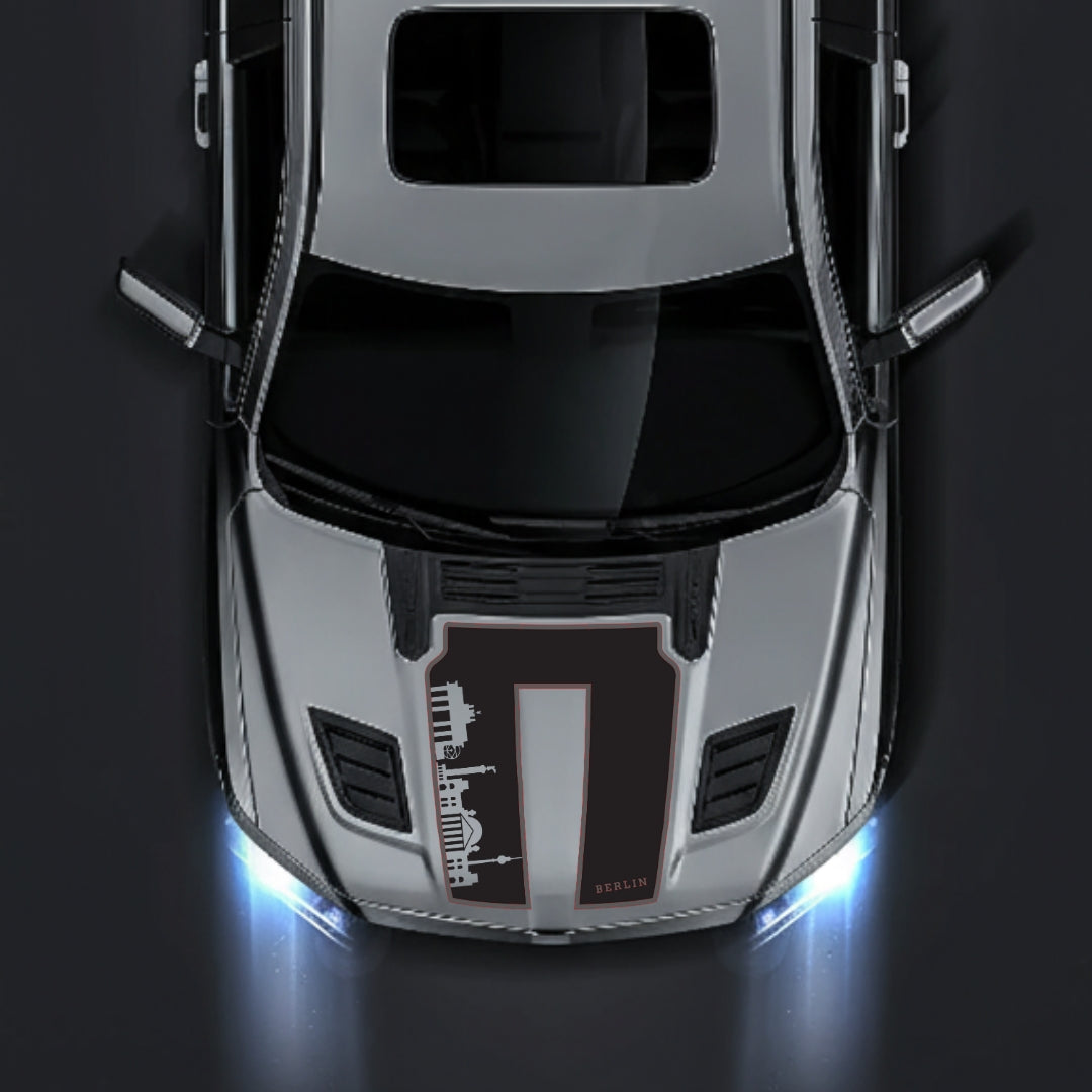 Hood Panel Decal/Sticker - Berlin Skyline - Cut - Border Graphic Kit - For Dodge RAM 1500 2019-2025 - Premium Vinyl