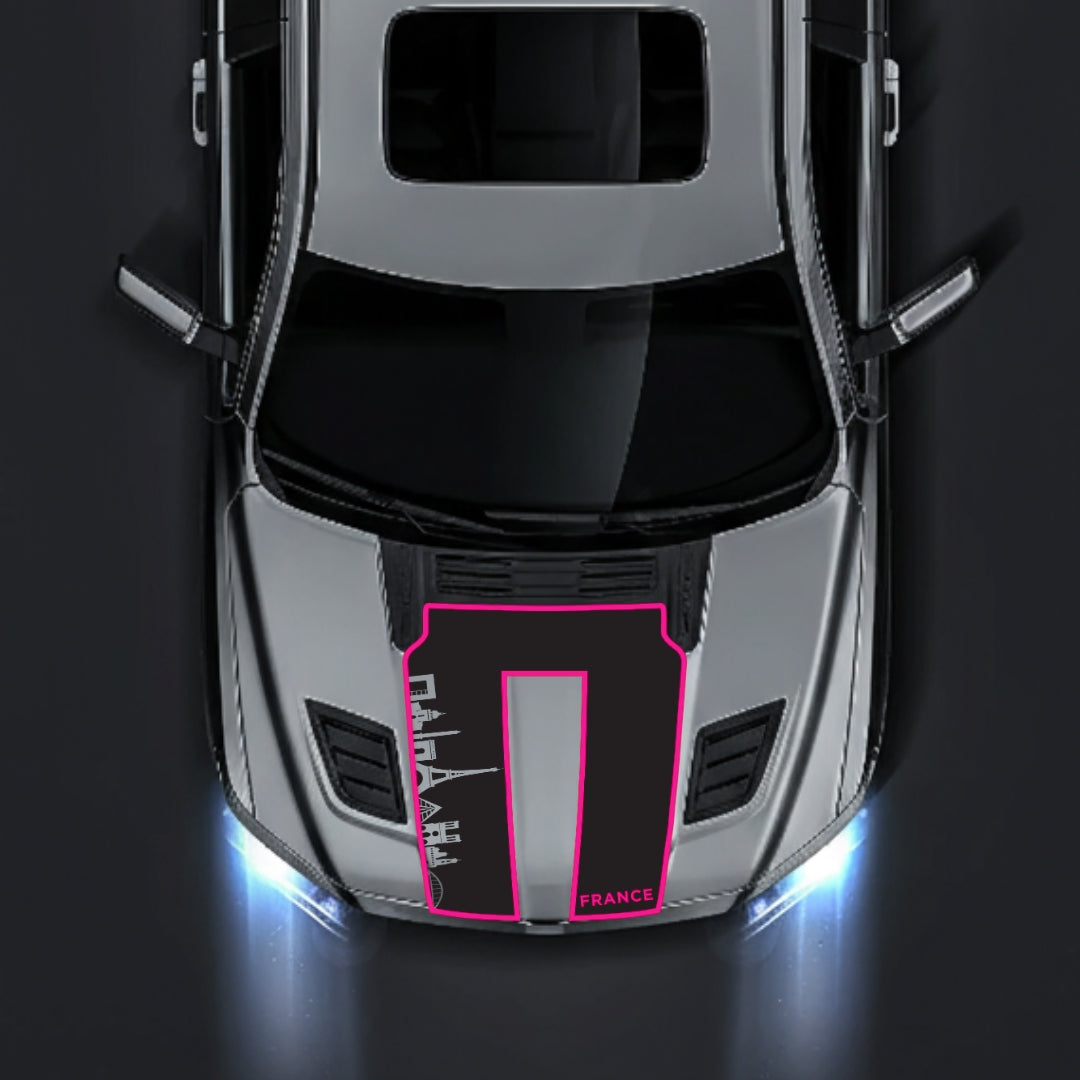 Hood Panel Decal/Sticker - France Skyline - Cut - Border Graphic Kit - For Dodge RAM 1500 2019-2025 - Premium Vinyl