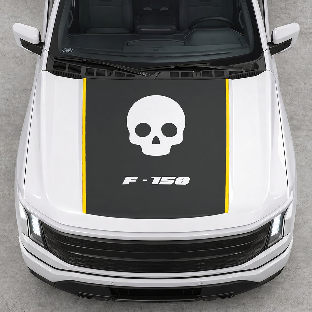 Hood Panel Decal/Sticker - Skull Graphic Decal Graphic Kit - For Ford F-150 2015-2020 - Premium Vinyl