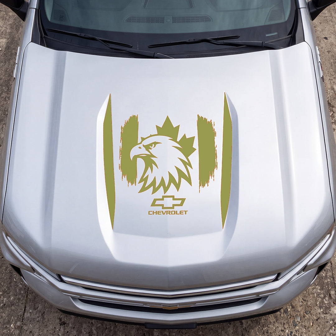 Hood Panel Decal/Sticker - Canadaian Eagle Graphic Decal Graphic Kit - For Chevrolet Silverado 2019-2024 - Premium Vinyl