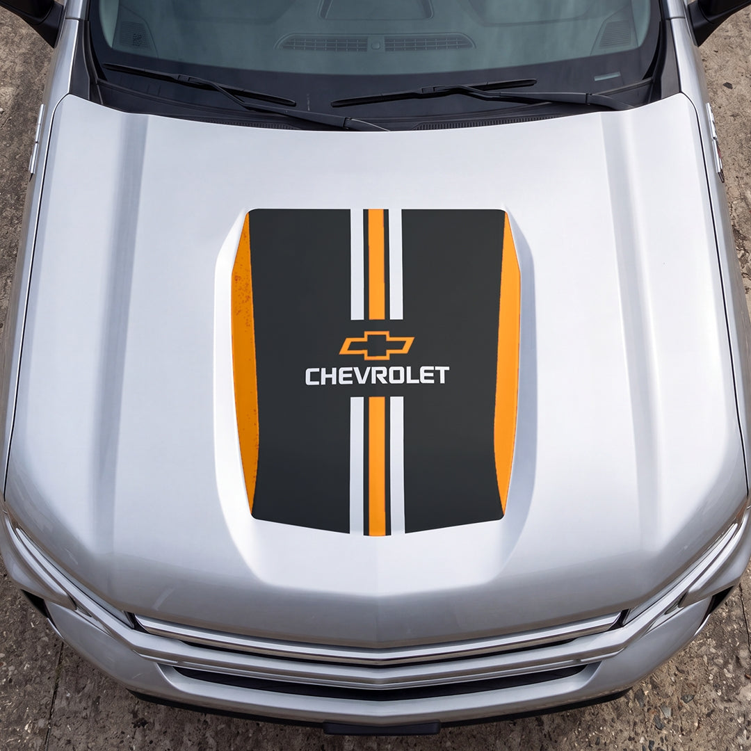 Hood Panel Decal/Sticker - Stripes Graphic Decal Graphic Kit - For Chevrolet Silverado 2019-2024 - Premium Vinyl