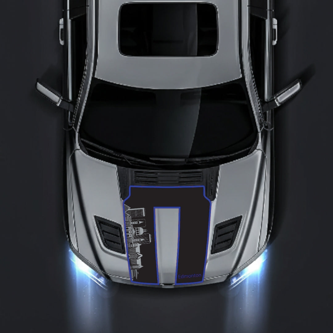 Hood Panel Decal/Sticker - Edmonton Skyline - Cut - Border Graphic Kit - For Dodge RAM 1500 2019-2025 - Premium Vinyl