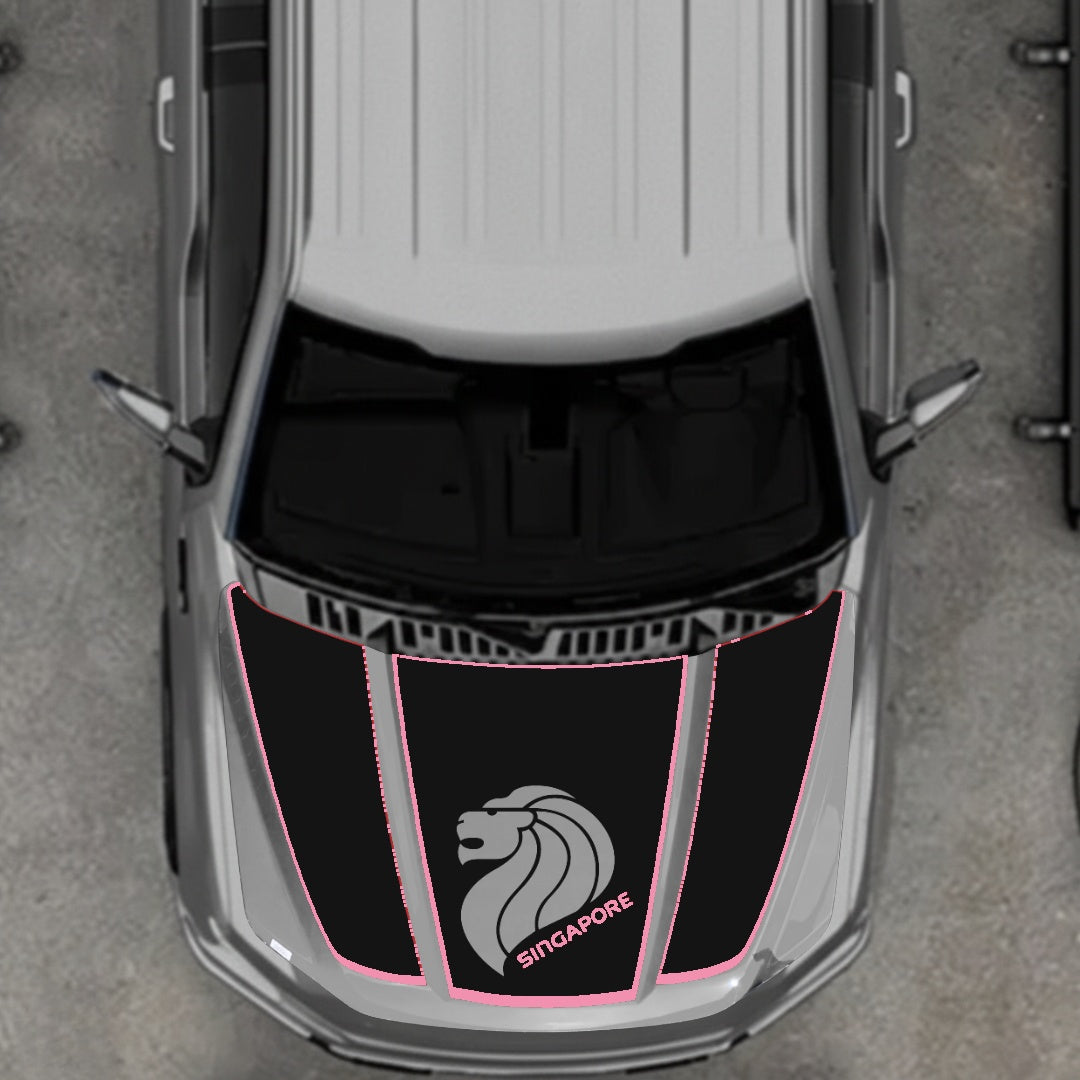 Hood Panel Decal/Sticker - Singapore - Cut  - Border Graphic Kit - For Ford F-150 2020-2026 - Premium Vinyl