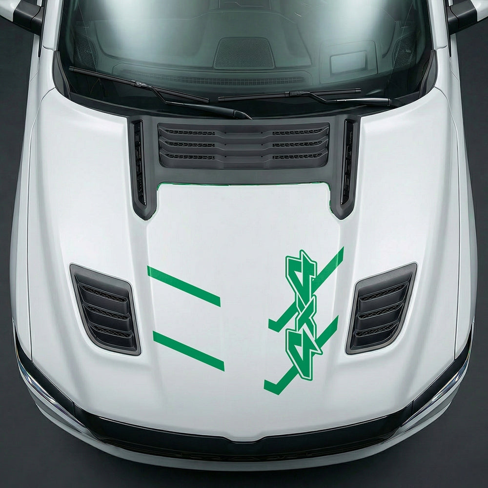 Hood Panel Decal/Sticker - Bold 4x4 Geometric Chevron - Cut Graphic Kit - For Dodge Ram 2019-2025 - Premium Vinyl