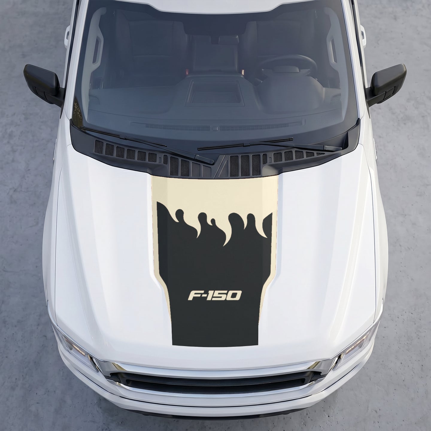 Hood Panel Decal/Sticker - Fire Flame Wave Hood Decal Wrap – Bold Liquid Flame Vector Graphic Kit - For Ford F-150 F150 2015-2020 - Premium Vinyl